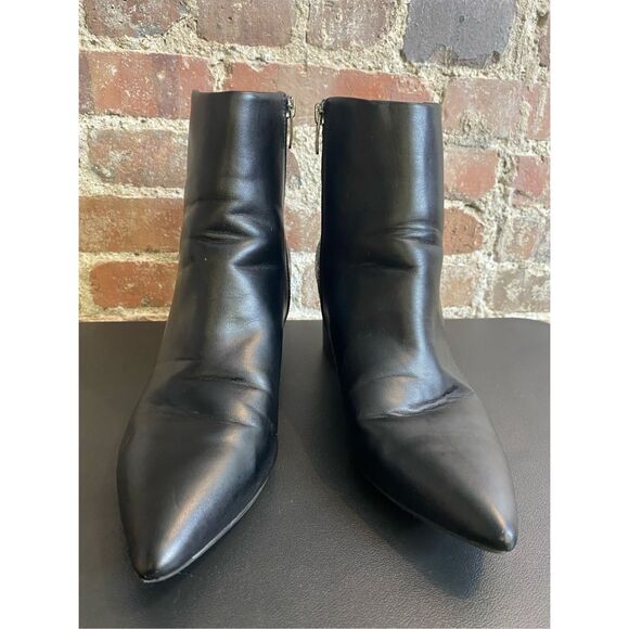 NINE WEST Pointed Toe Black Vegan Leather and Crocodile Skin Ankle Boots  Women’ - Picture 3 of 7